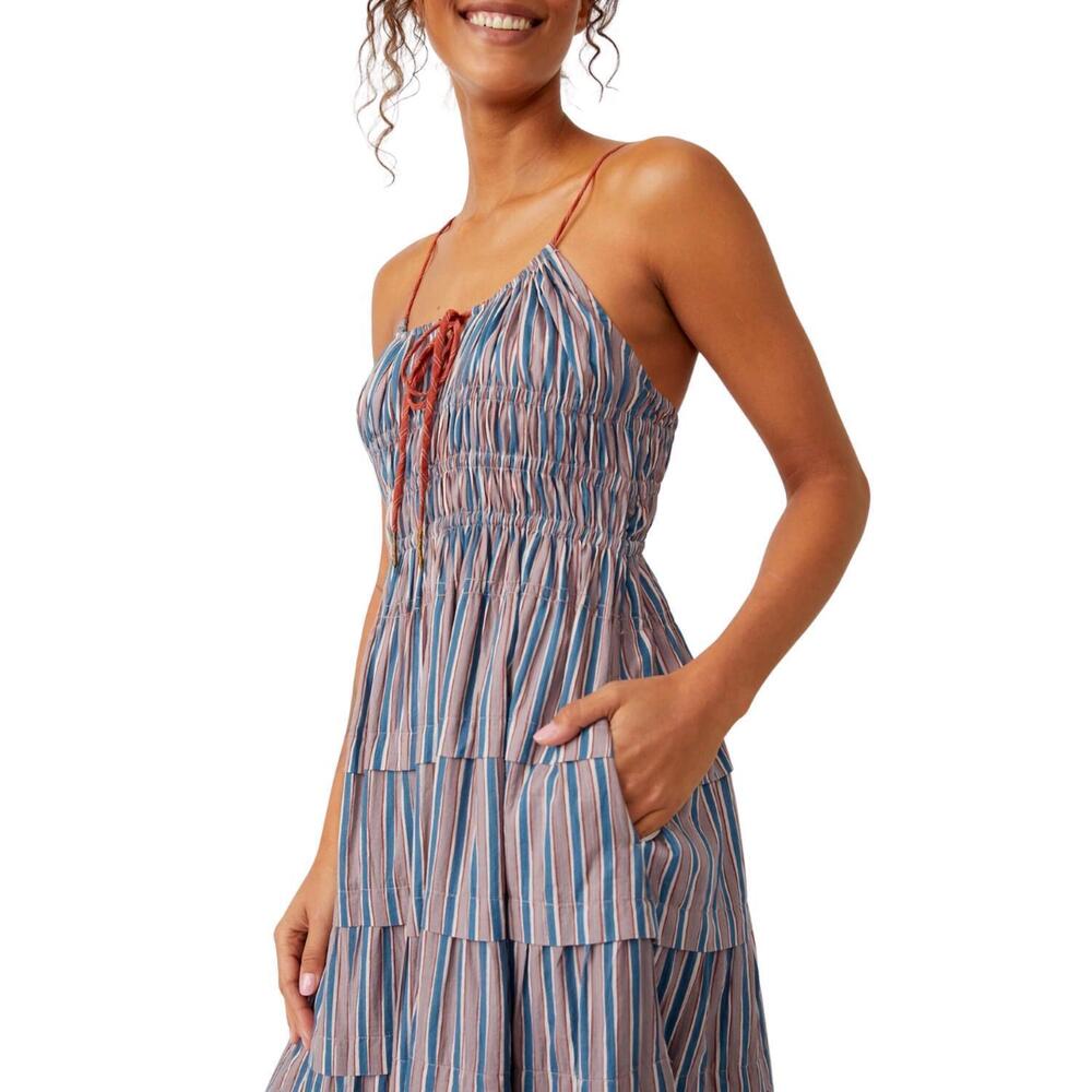 NEW FREE PEOPLE going steady midi dress in taupe - Picture 5 of 5